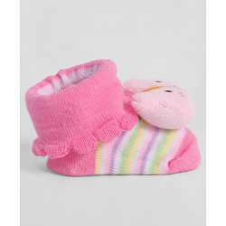 Cute Walk by Babyhug Socks With Animal Applique - Pink