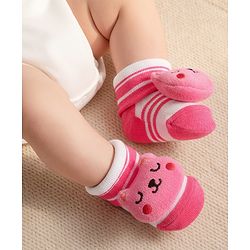 Cute Walk by Babyhug Socks With Animal Applique - Pink