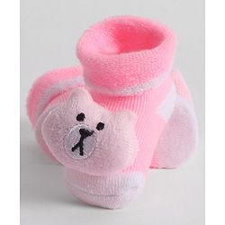 Cute Walk by Babyhug Socks With Animal Applique - Pink