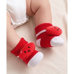 Cute Walk by Babyhug Socks With Animal Applique - Red