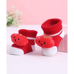 Cute Walk by Babyhug Socks With Animal Applique - Red