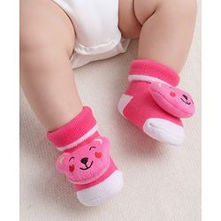 Cute Walk by Babyhug Socks With Animal Applique - Pink