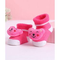 Cute Walk by Babyhug Socks With Animal Applique - Pink