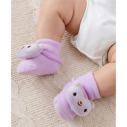 Cute Walk by Babyhug Socks With Animal Applique - Purple