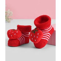 Cute Walk by Babyhug Socks With Strawberry Applique - Red
