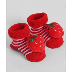 Cute Walk by Babyhug Socks With Strawberry Applique - Red