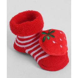 Cute Walk by Babyhug Socks With Strawberry Applique - Red