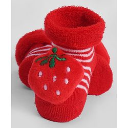 Cute Walk by Babyhug Socks With Strawberry Applique - Red