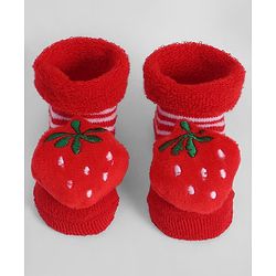 Cute Walk by Babyhug Socks With Strawberry Applique - Red