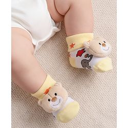 Cute Walk by Babyhug Socks With Animal Applique - Yellow