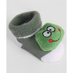 Cute Walk by Babyhug Socks With Frog Applique - Green