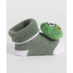 Cute Walk by Babyhug Socks With Frog Applique - Green