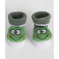 Cute Walk by Babyhug Socks With Frog Applique - Green