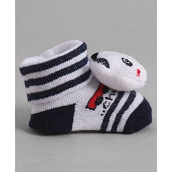 Cute Walk by Babyhug Socks With Animal Applique - Navy Blue