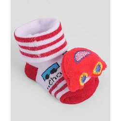 Cute Walk by Babyhug Socks With Vehicle Applique - Red