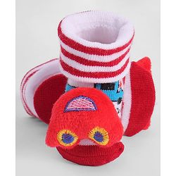 Cute Walk by Babyhug Socks With Vehicle Applique - Red