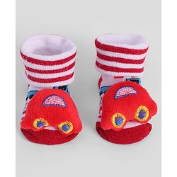Cute Walk by Babyhug Socks With Vehicle Applique - Red