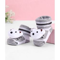 Cute Walk by Babyhug Socks With Animal Applique - Grey