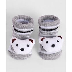 Cute Walk by Babyhug Socks With Animal Applique - Grey