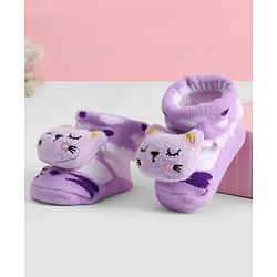 Cute Walk by Babyhug Socks With Animal Applique - Purple