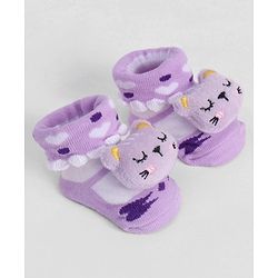 Cute Walk by Babyhug Socks With Animal Applique - Purple