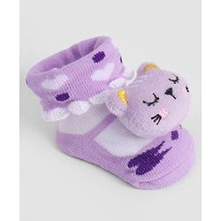 Cute Walk by Babyhug Socks With Animal Applique - Purple