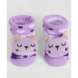 Cute Walk by Babyhug Socks With Animal Applique - Purple