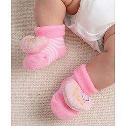 Cute Walk by Babyhug Socks With Heart Applique - Pink