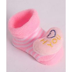 Cute Walk by Babyhug Socks With Heart Applique - Pink