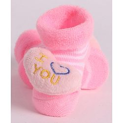 Cute Walk by Babyhug Socks With Heart Applique - Pink