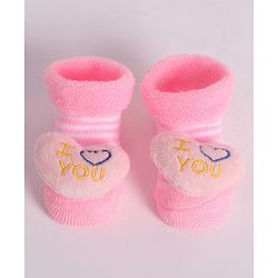 Cute Walk by Babyhug Socks With Heart Applique - Pink