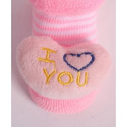 Cute Walk by Babyhug Socks With Heart Applique - Pink