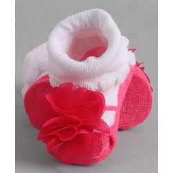 Cute Walk by Babyhug Socks With Floral Applique - Red