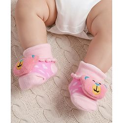 Cute Walk by Babyhug Socks With Animal Applique - Pink