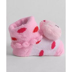 Cute Walk by Babyhug Socks With Animal Applique - Pink