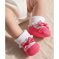 Cute Walk by Babyhug Socks With Bow Applique - Pink