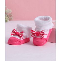 Cute Walk by Babyhug Socks With Bow Applique - Pink
