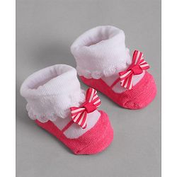 Cute Walk by Babyhug Socks With Bow Applique - Pink