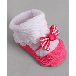Cute Walk by Babyhug Socks With Bow Applique - Pink
