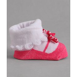 Cute Walk by Babyhug Socks With Bow Applique - Pink