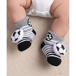 Cute Walk by Babyhug Socks With Football Applique - Black