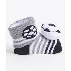 Cute Walk by Babyhug Socks With Football Applique - Black