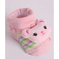 Cute Walk by Babyhug Socks With Animal Applique - Pink