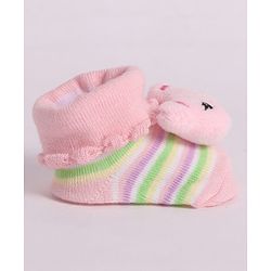 Cute Walk by Babyhug Socks With Animal Applique - Pink
