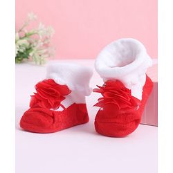 Cute Walk by Babyhug Socks With Floral Applique - Red