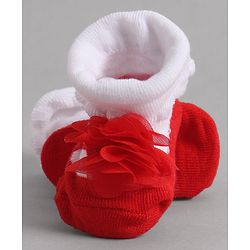 Cute Walk by Babyhug Socks With Floral Applique - Red