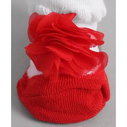 Cute Walk by Babyhug Socks With Floral Applique - Red