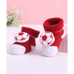 Cute Walk by Babyhug Socks With Football Applique - Red