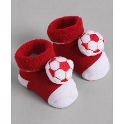 Cute Walk by Babyhug Socks With Football Applique - Red