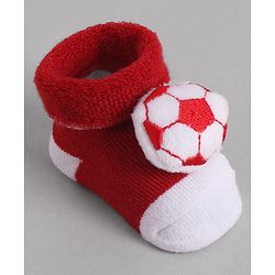 Cute Walk by Babyhug Socks With Football Applique - Red